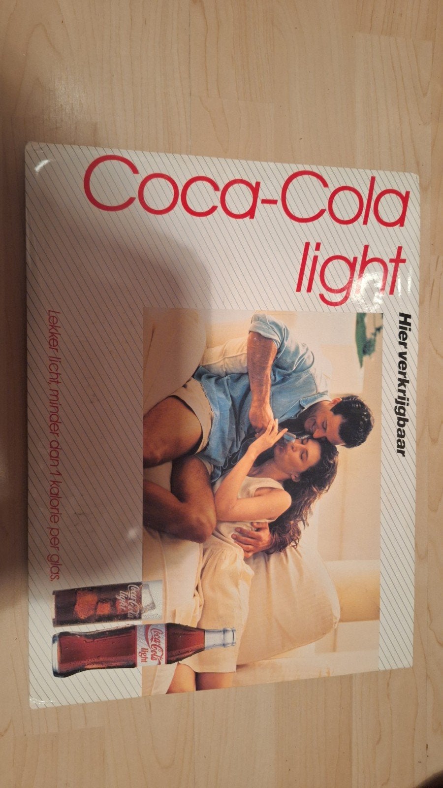 Coca-Cola Light Reclamebord Karton Vintage, Ophalen, Gebruikt, Reclamebord