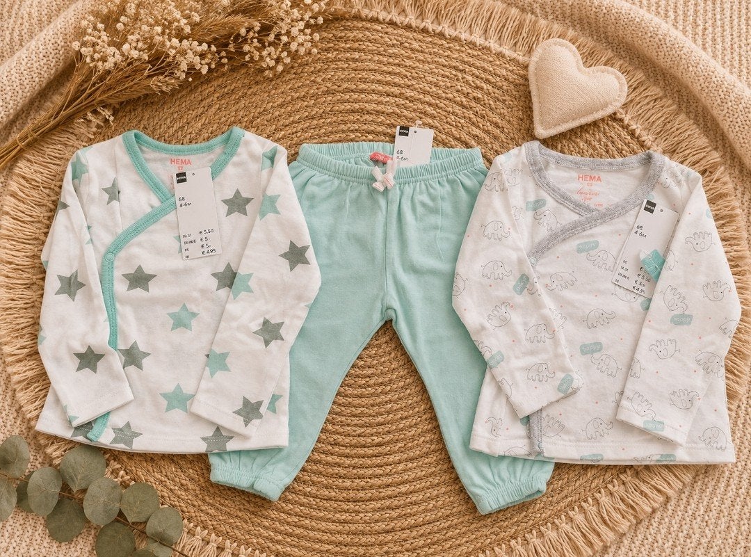 Hema babykleding set maat 68 (2 overslagtruitjes, 1 broekje), Ophalen, Nieuw, Hema, Jongetje of Meisje