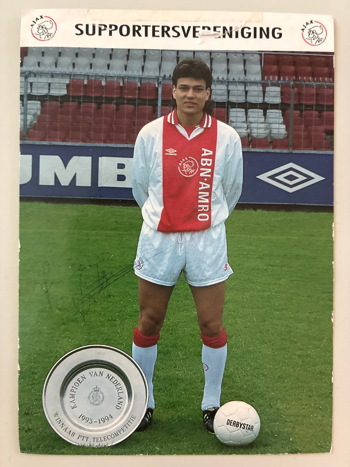 Gesigneerde kaart Jari Litmanen (1993-1994), Ophalen of Verzenden, Gebruikt, Ajax, Poster, Plaatje of Sticker