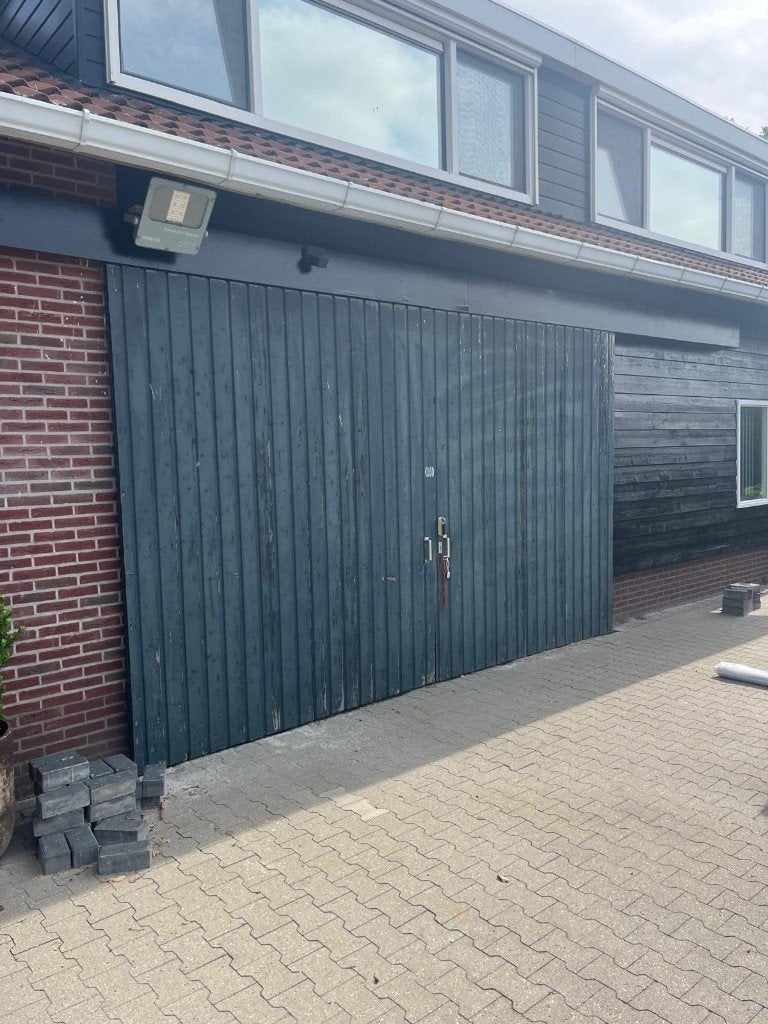 2 Houten Schuifdeuren incl. Mechanisme - 275x229 cm, Ophalen, Gebruikt, Garagedeur, Schuifdeur