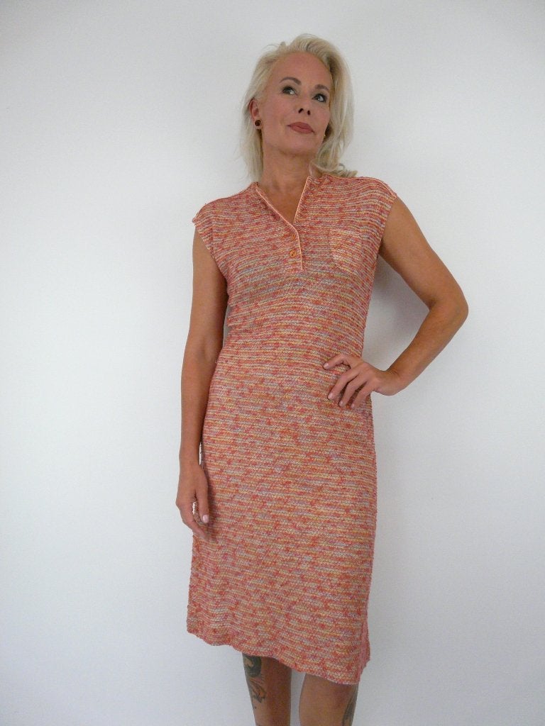 *Abfab Vintage Oranje Jurk M*, Maat 38/40 (M), Oranje, Ophalen of Verzenden, Zo goed als nieuw