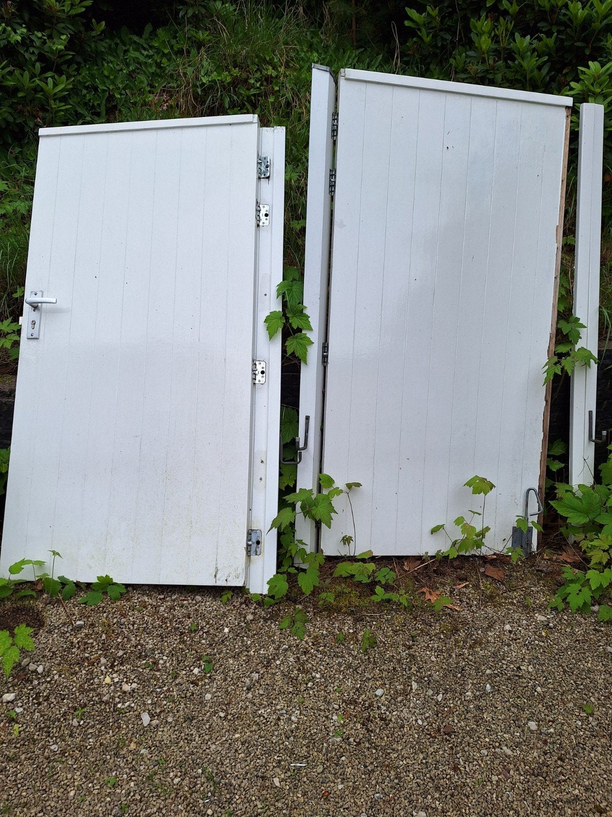 Houten tuindeuren poort met kozijn, grondpen dievenklauwen, Ophalen, Gebruikt, 80 tot 100 cm, Minder dan 200 cm