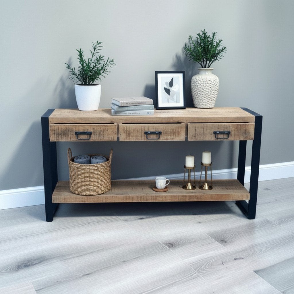 AKTIE: Nu 15% KORTING! Bueno-Mango sidetable, 120 t/m 180 cm, Overige houtsoorten, Nieuw, Ophalen of Verzenden, 150 tot 200 cm