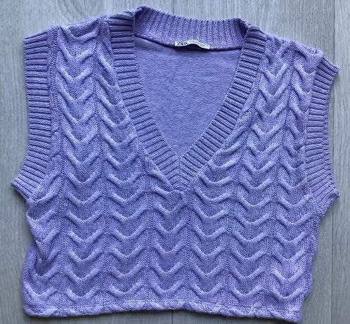 Zara gebreide trui met V-hals maat M, Maat 38/40 (M), Zara, Paars, Ophalen of Verzenden