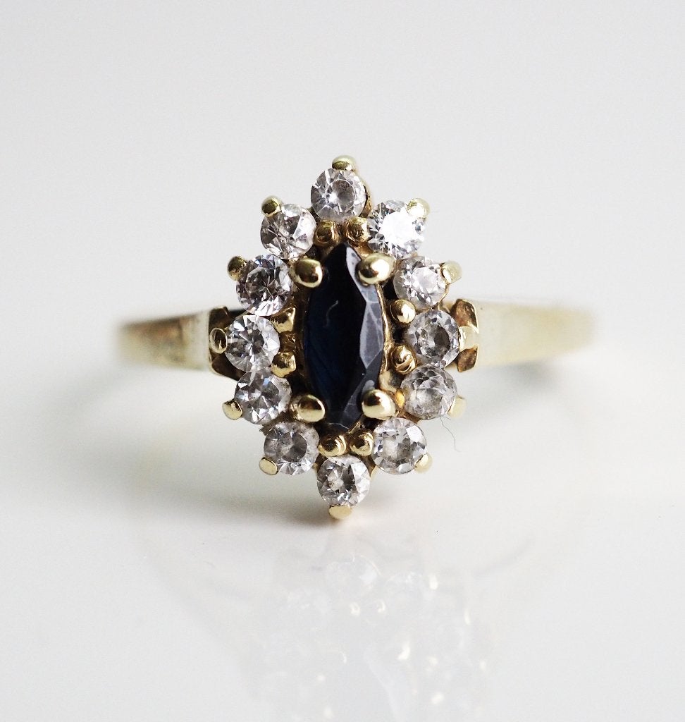 14 krt gouden 'Diana'-ring met zirkonia en topaas, ., Ophalen of Verzenden, Zo goed als nieuw, Dame