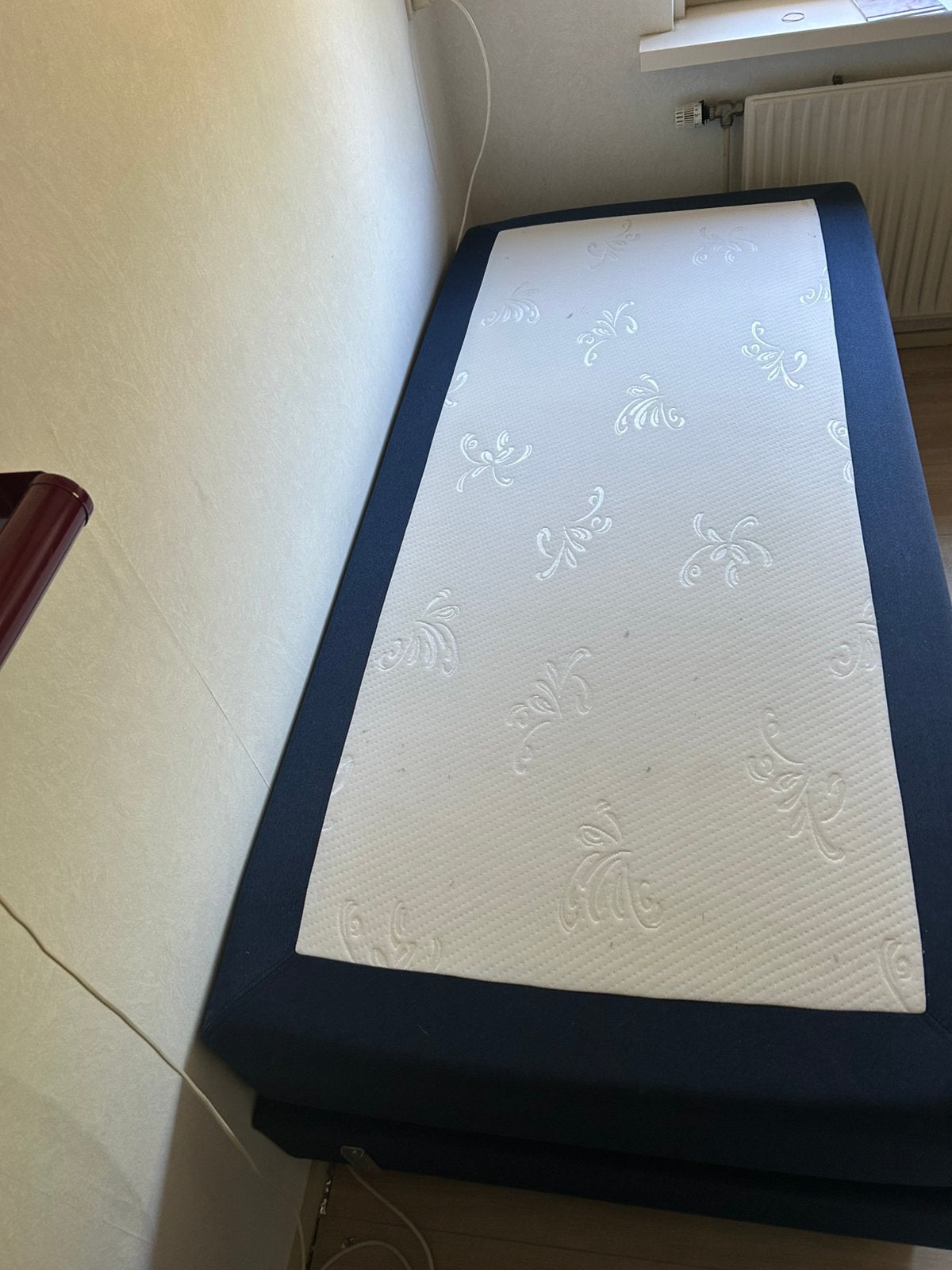 Box spring  1 pers. blauw 90x200, Ophalen, 90 cm, Eenpersoons, Blauw