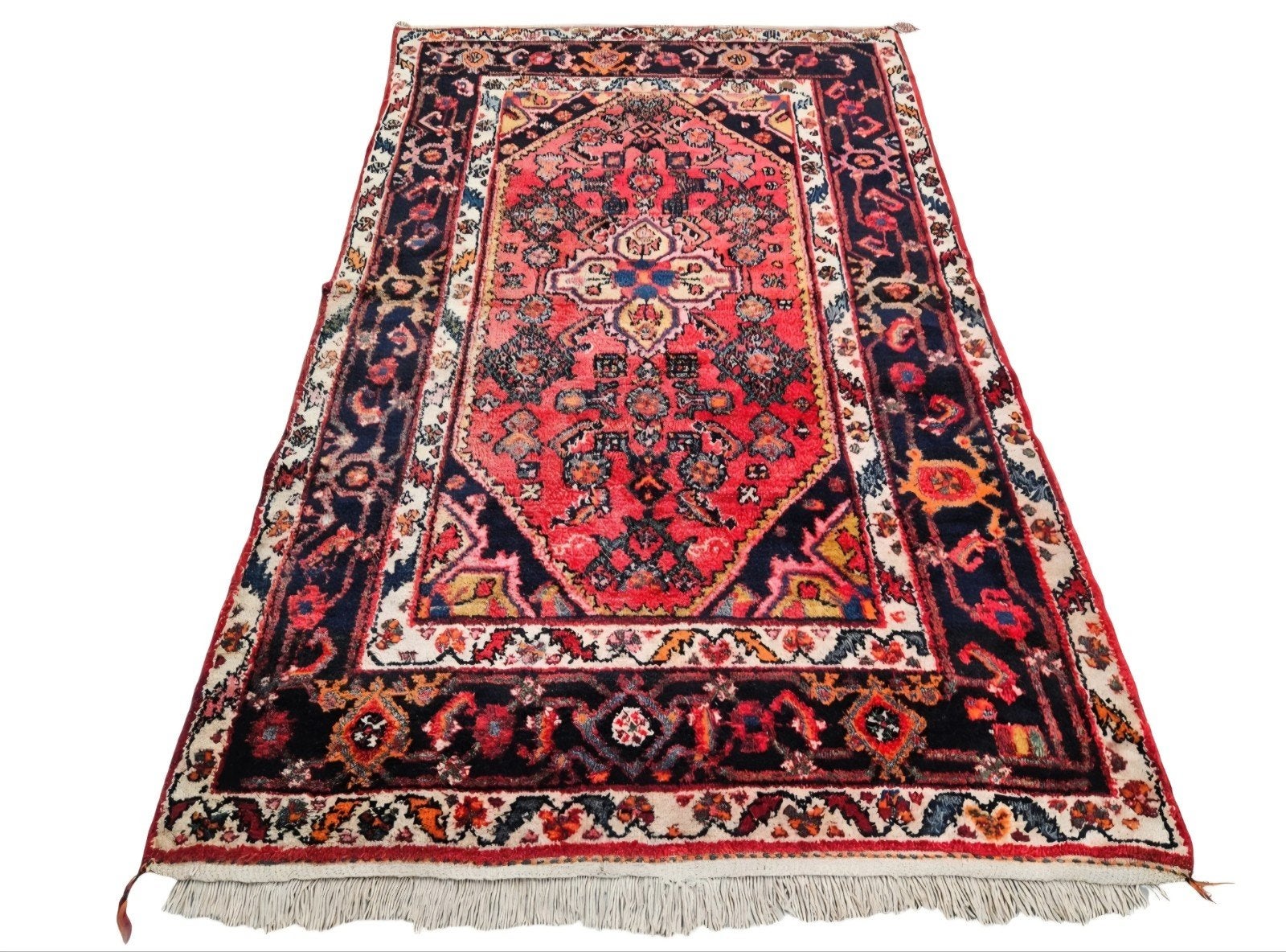 Handgeknoopt Perzisch wol Hamadan tapijt medallion 112x188cm