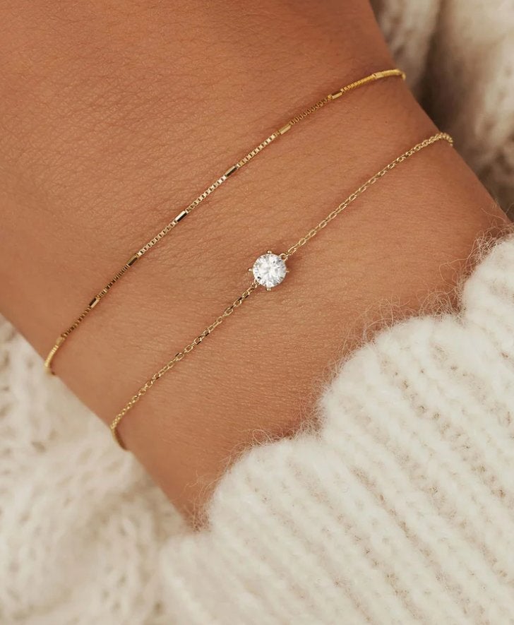 Isabel Bernard 14K Gouden Armband met Zirkonia, Ophalen of Verzenden, Zo goed als nieuw, Goud, Met kristal