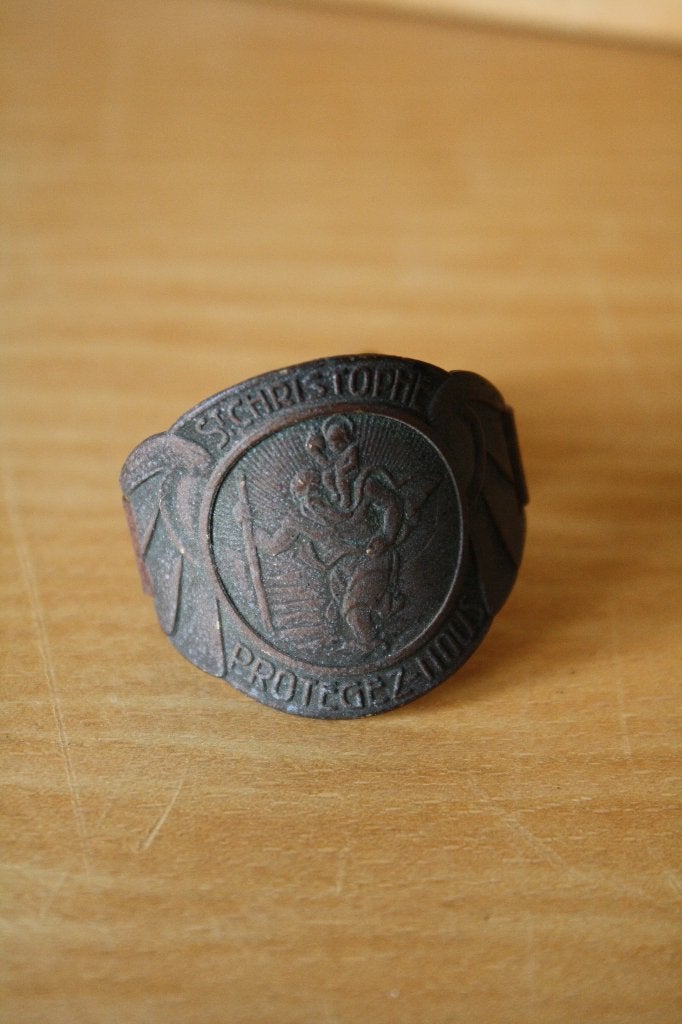 Antiek plaatje Heilige Christoffel, Ophalen of Verzenden, Gebruikt, Overige typen
