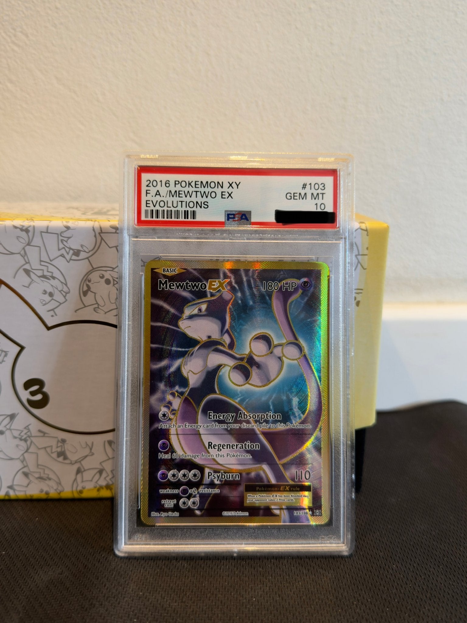 Mewtwo EX Full Art 103/108 PSA 10 Pokemon Evolutions XY, Ophalen, Zo goed als nieuw, Losse kaart, Foil