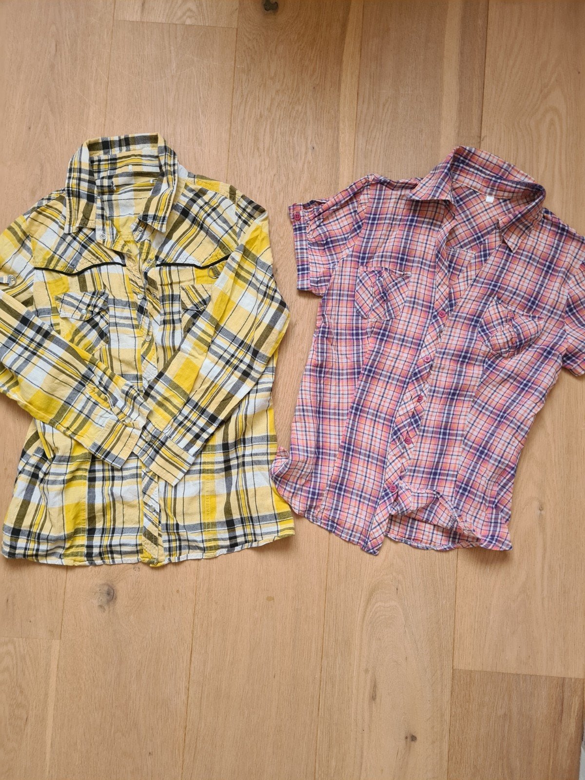 2 geruite blouses maat S, Ophalen