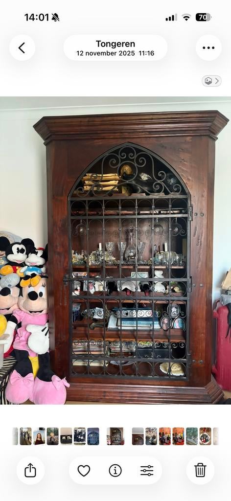 Mooie teakhouten kast met ijzeren hekwerk deur, Huis en Inrichting, Ophalen, Gebruikt, Teakhout, 50 tot 100 cm
