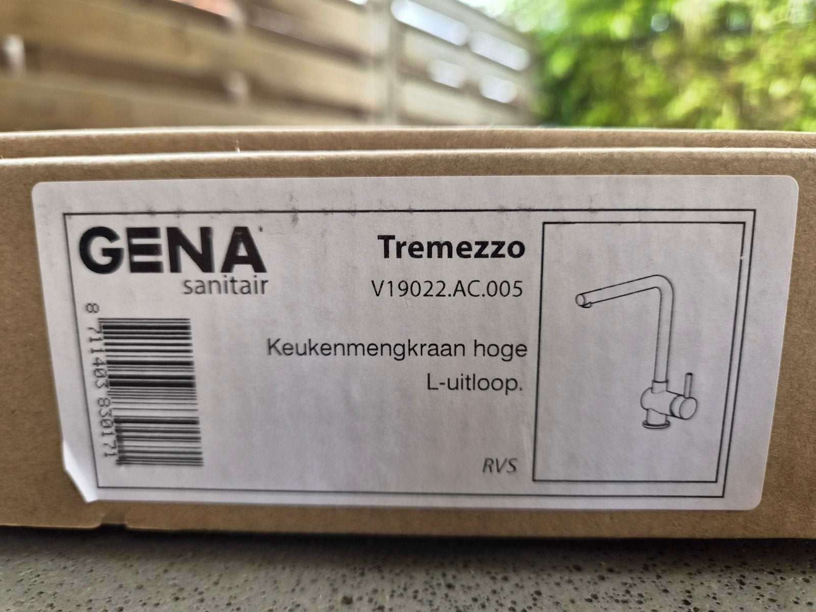 Gena Tremezzo Keukenmengkraan hoge L-uitloop RVS, Ophalen of Verzenden, Nieuw, Rvs, Kraan