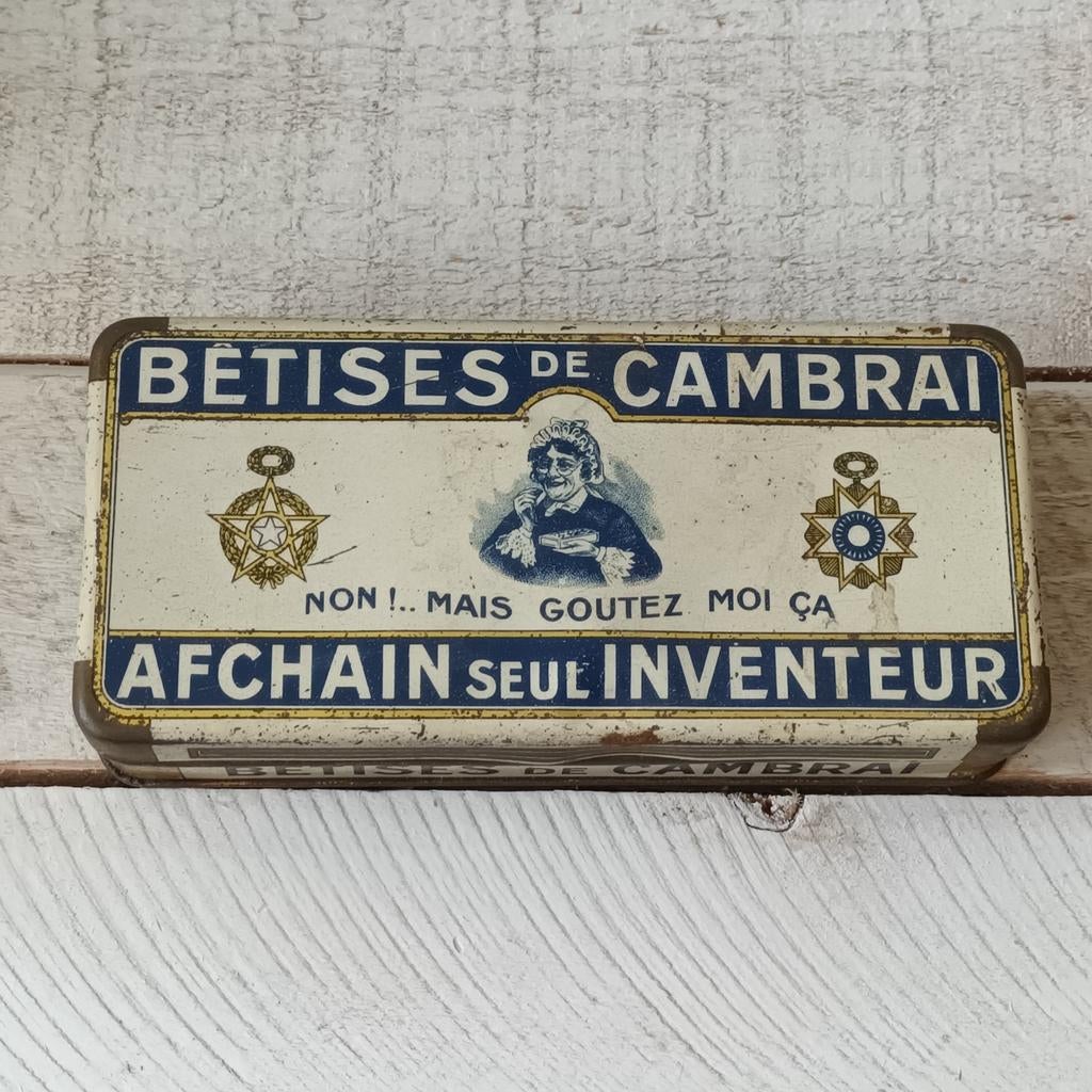 Oude Franse trommel "Bêtises de Cambrai" Afchain, Ophalen of Verzenden, Gebruikt, Overige