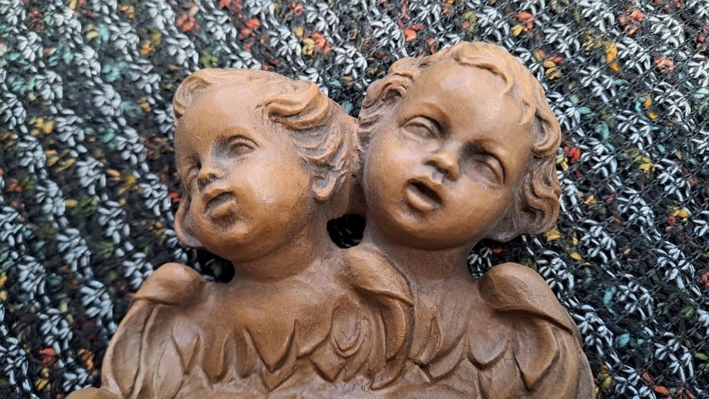 Vintage Wijwaterbakje met Engeltjes - Religieuze Decoratie, Ophalen of Verzenden