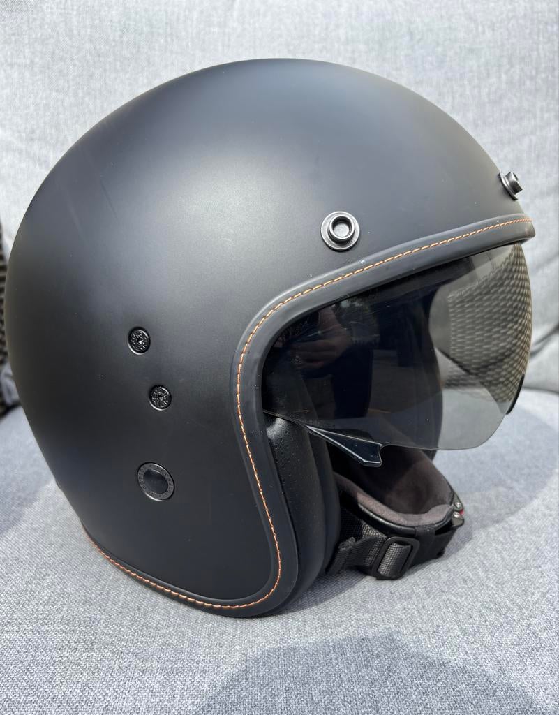 Scorpion Belfast jethelm met zonnevizier - Maat S, Motoren, Overige merken, Jethelm, Ophalen of Verzenden, S