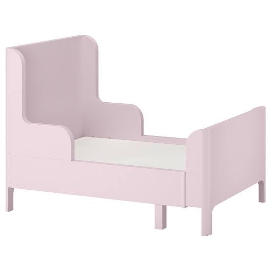 IKEA BUSUNGE peuterbed roze met INNERLIG matras, Ophalen, Verstelbaar, 190 cm of minder, Zo goed als nieuw