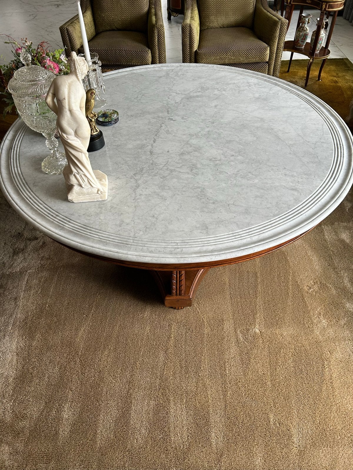 Antieke salontafel met puntgaaf marmeren blad, Antiek en Kunst, Ophalen of Verzenden