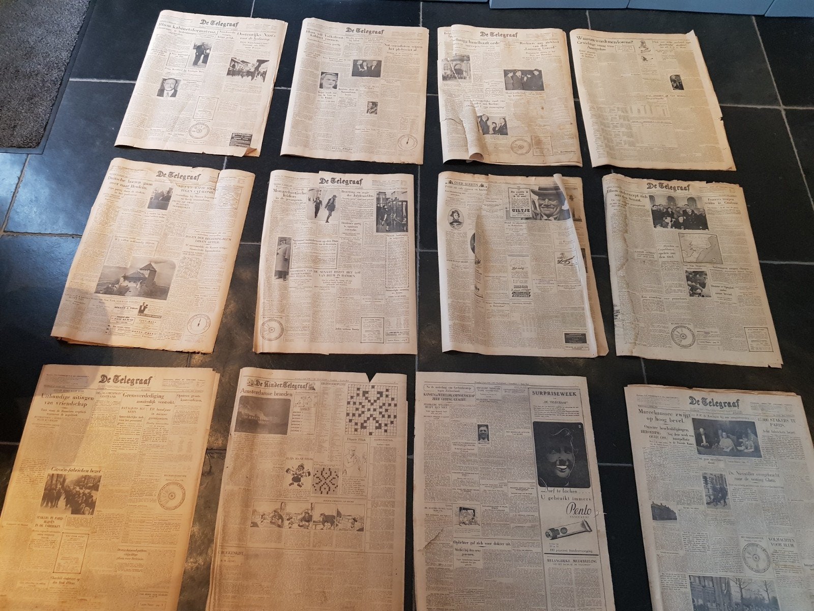 Diverse orginele kranten uit 1938 - Telegraaf, Ophalen of Verzenden, Gelezen