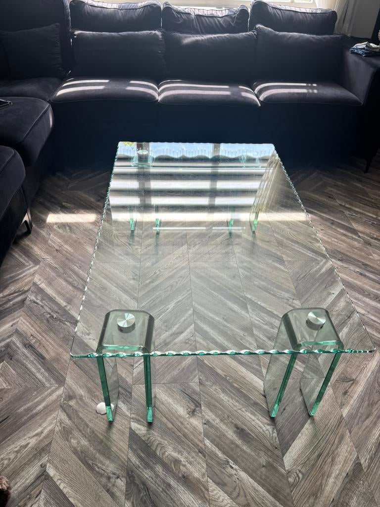 Salon tafel, Gebruikt, Ophalen of Verzenden, Glas, 75 cm of meer