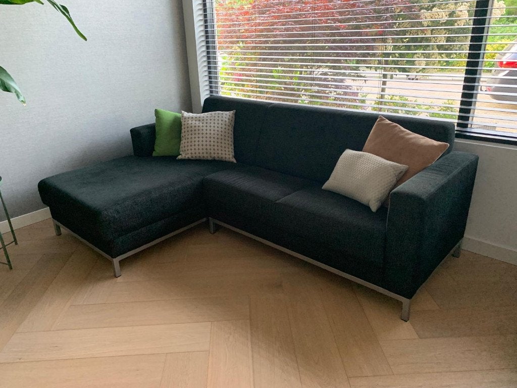 Bank (Montel 2,5 zits antraciet/zwart), Huis en Inrichting, Ophalen, Gebruikt, Tweepersoons, 200 tot 250 cm