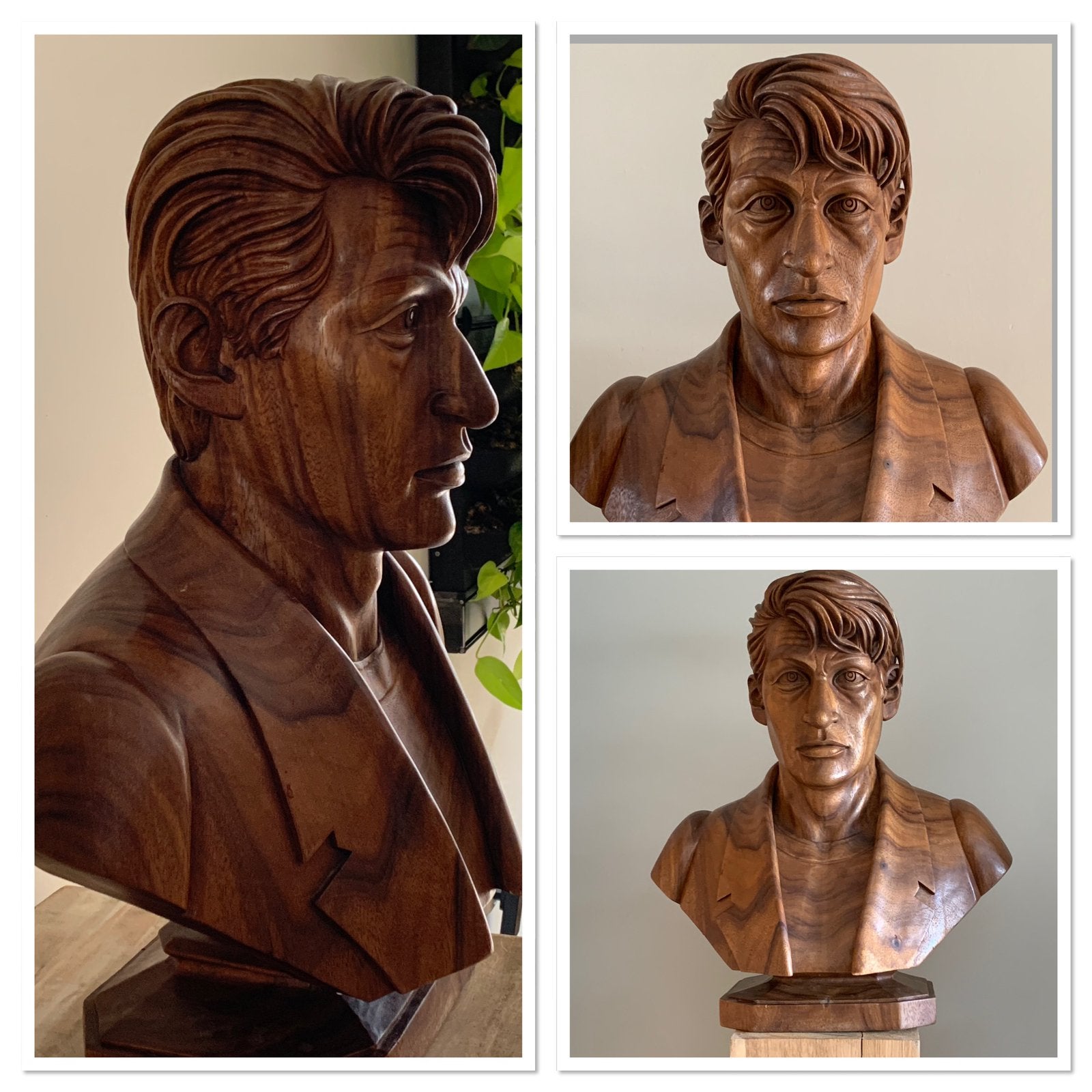 Herman Brood houten beeld & zeefdruk, Ophalen, Buste, 50 - 100 cm, Hout