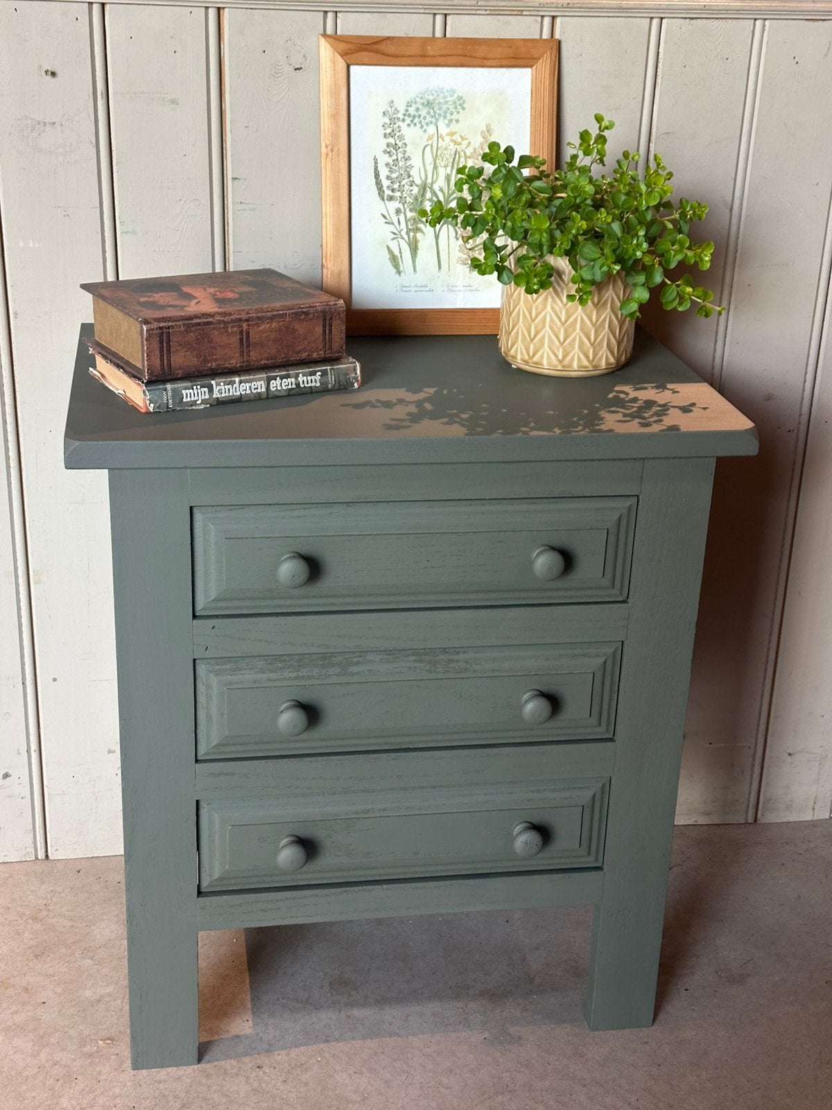 Brocante kastje - ladekastje - groen - basic, Huis en Inrichting, Kasten | Ladekasten, Ophalen, 50 tot 100 cm, Zo goed als nieuw
