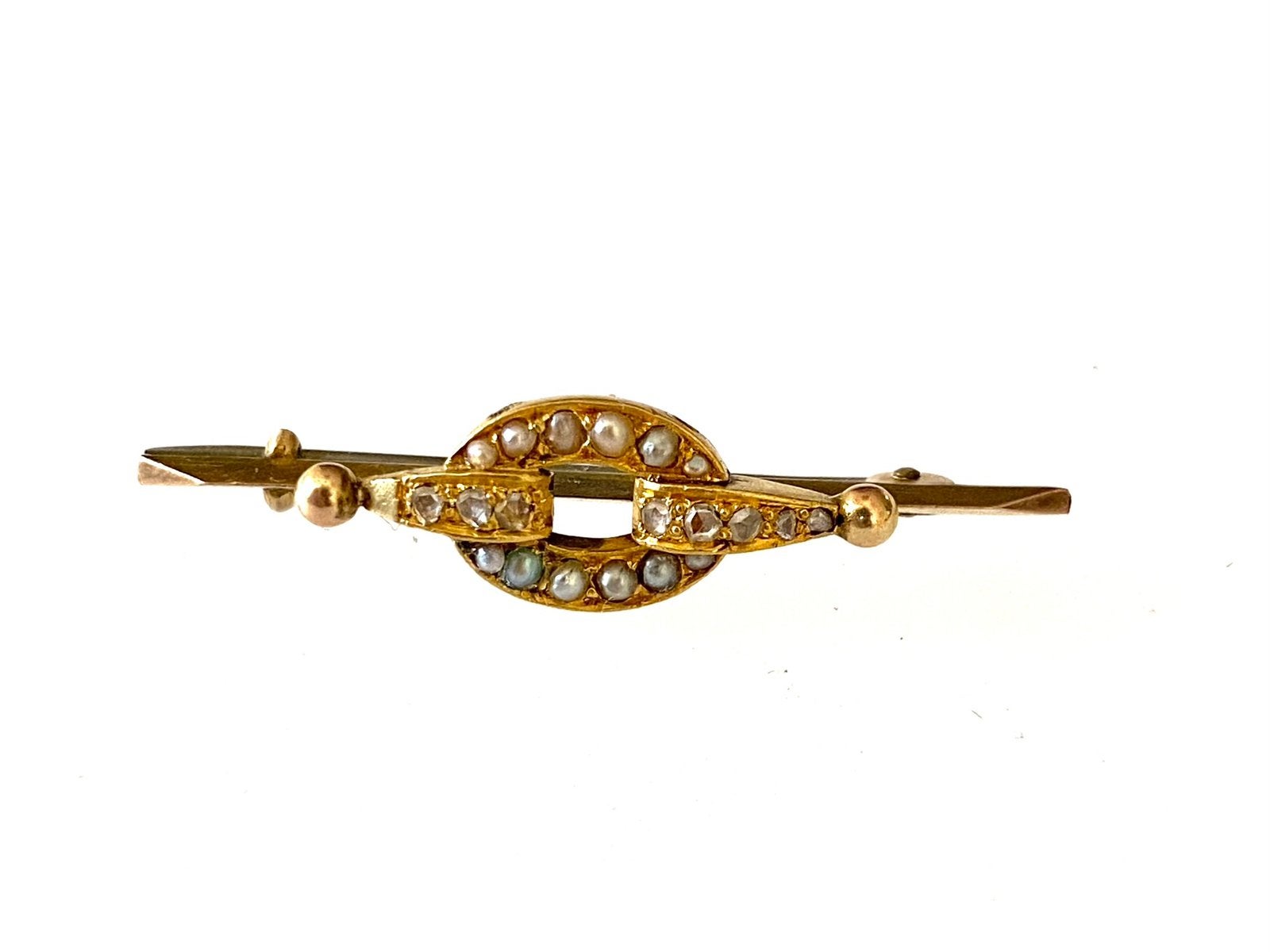 Antieke broche goud parel diamant, Sieraden, Tassen en Uiterlijk, Ophalen of Verzenden, Goud, Broche, Met edelsteen
