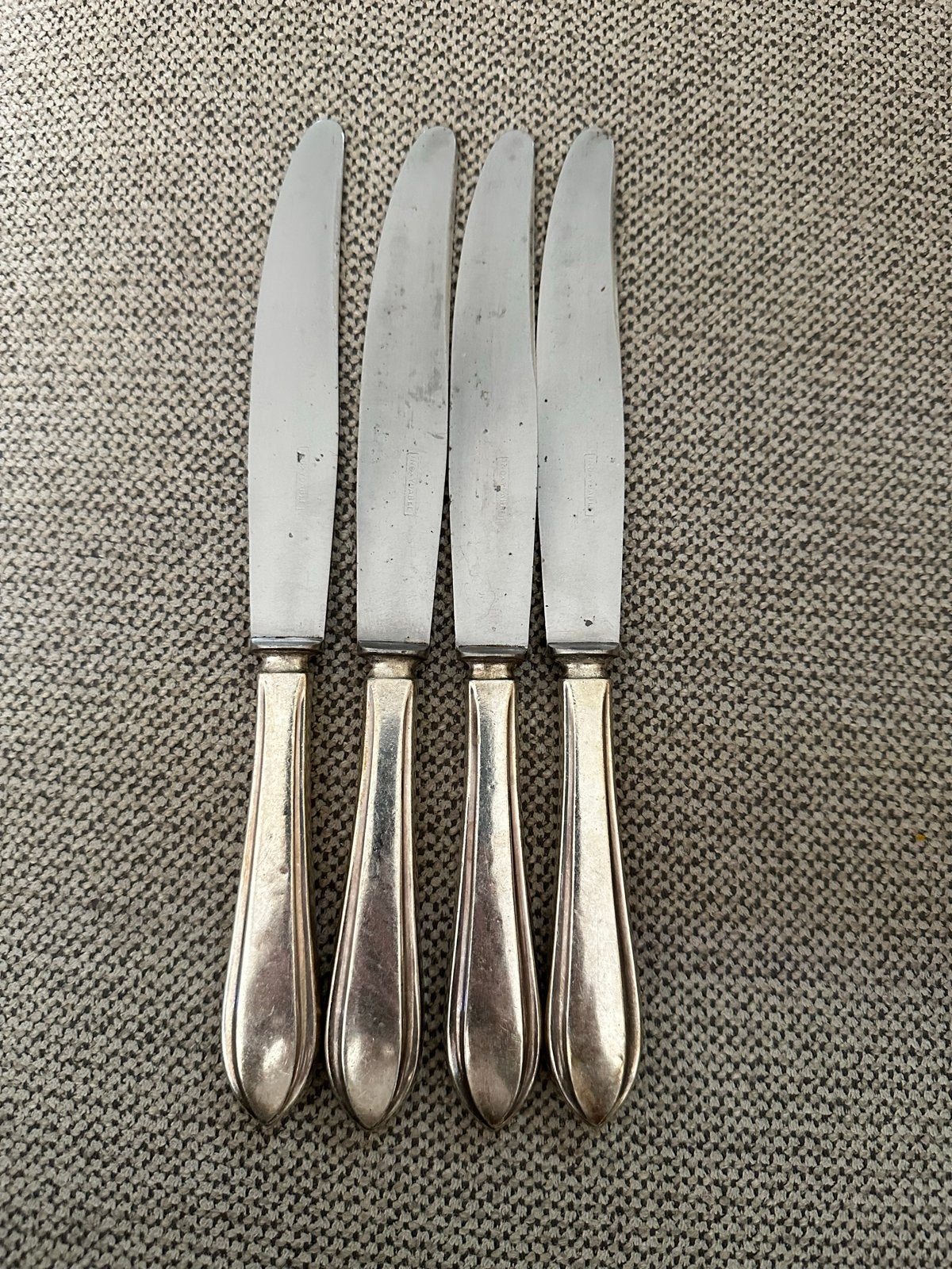 Set van 4 vintage verzilverde messen, Ophalen of Verzenden