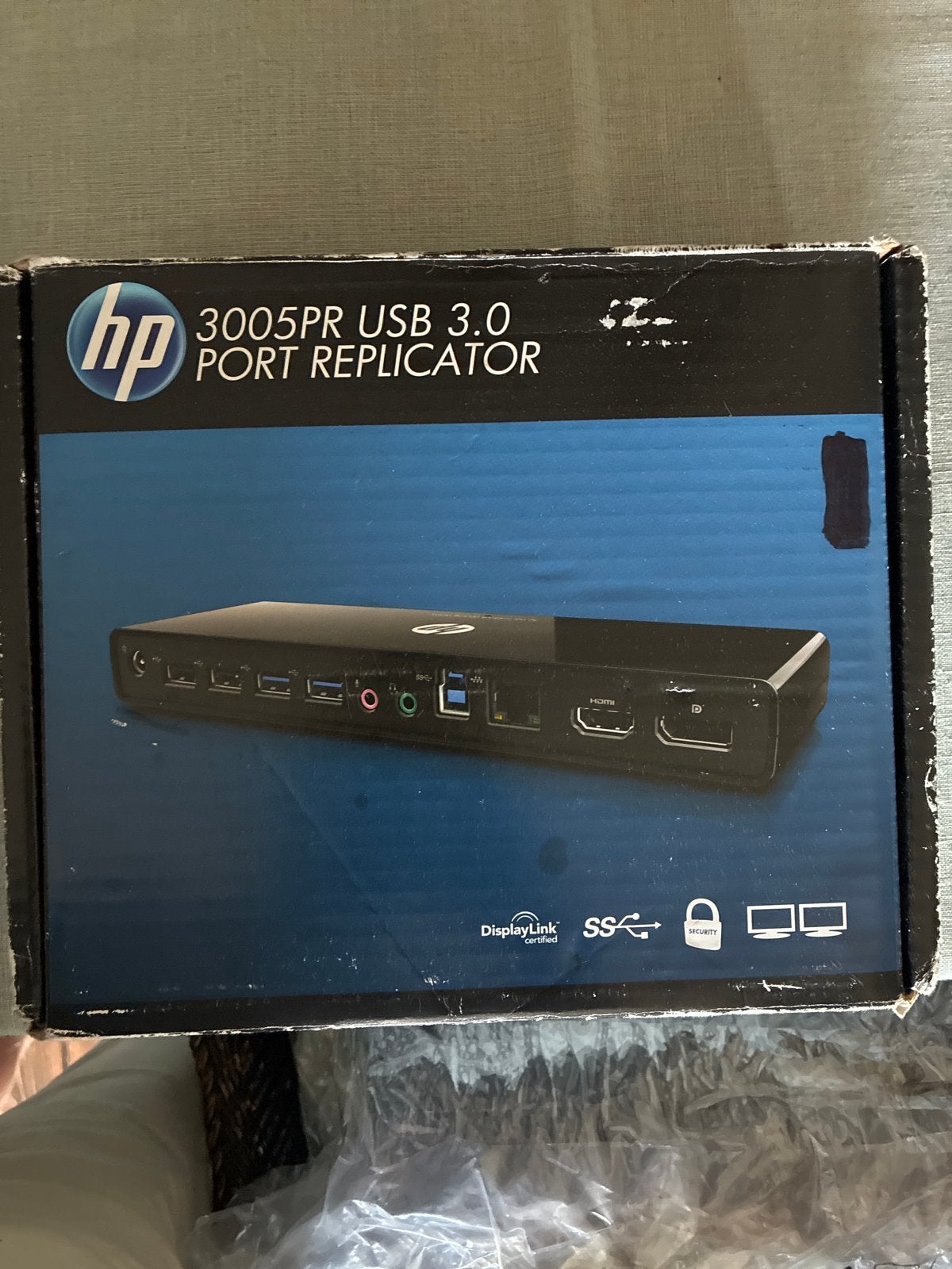 HP 3005PR USB 3.0 Port Replicator Docking Station compleet, Ophalen of Verzenden, Zo goed als nieuw, Docking station, Laptop