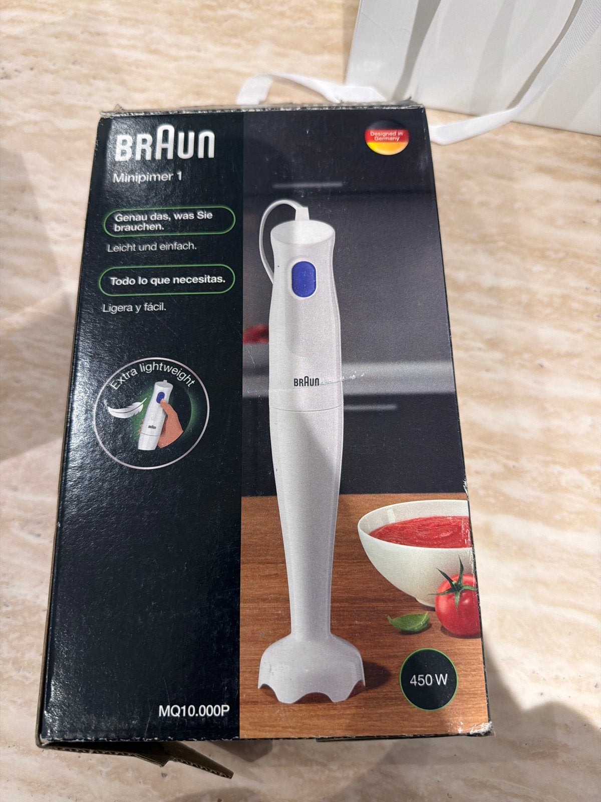 Braun Minipimer 1 Staafmixer - 450W, Lichtgewicht, Ophalen of Verzenden, Nieuw, 1 snelheid