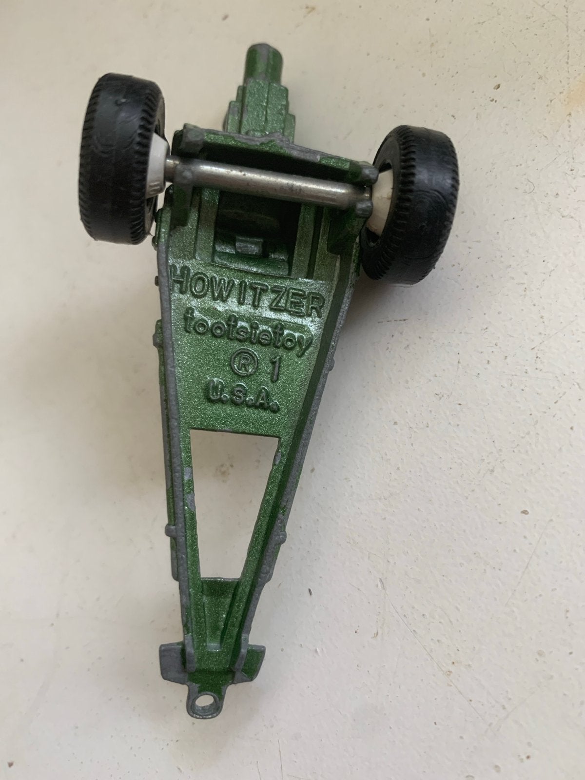 Vintage Tootsietoy Howitzer Kanon - Groen Metaal (9.5x4.5cm), Ophalen of Verzenden, Gebruikt