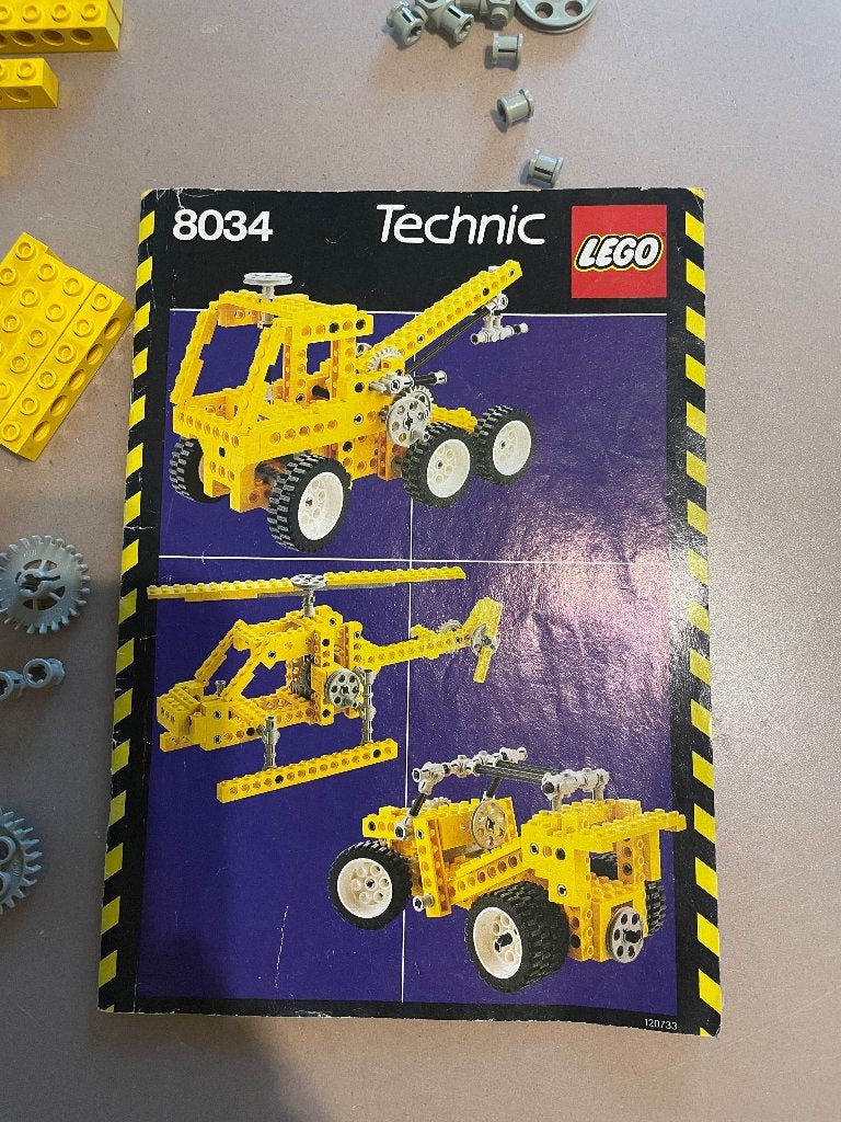 Lego Technic 8034 takelwagen. helicopter, jeep, Gebruikt, Lego, Compleet, Ophalen of Verzenden