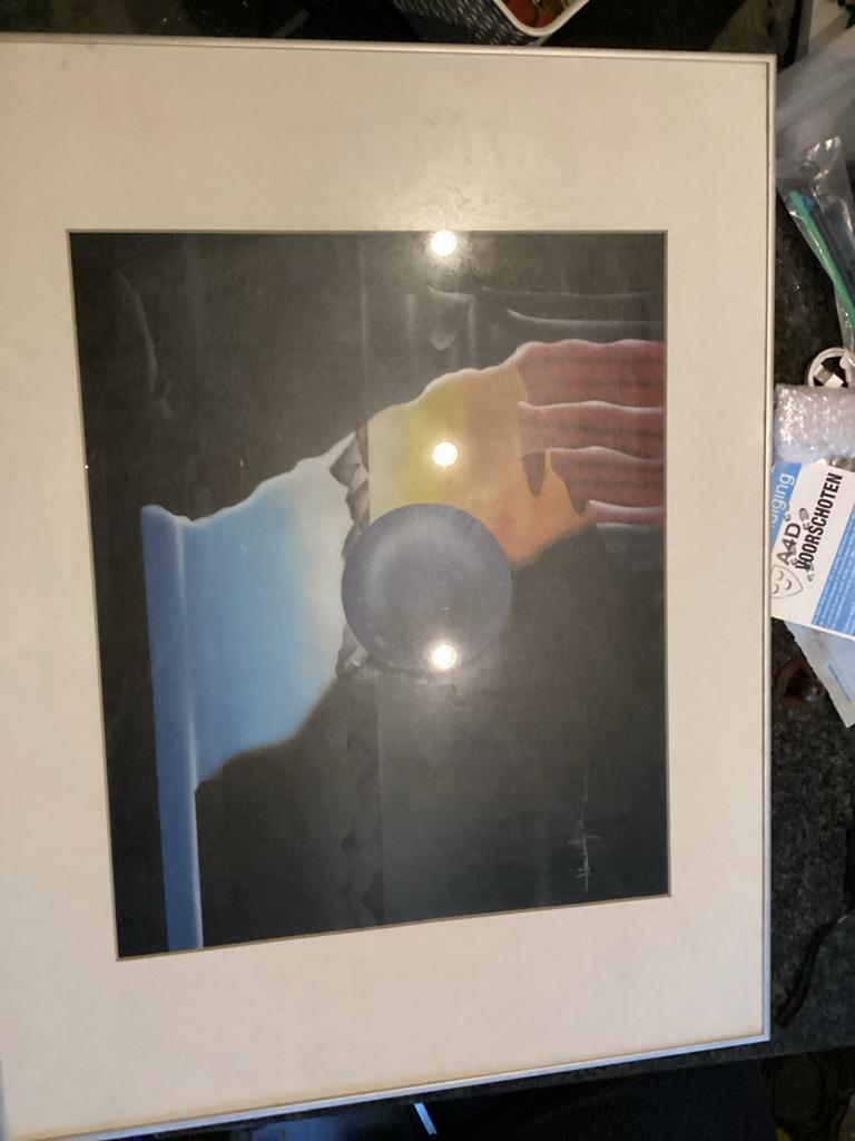 Abstract Kunstwerk met Zonsondergang en Bol, Ophalen