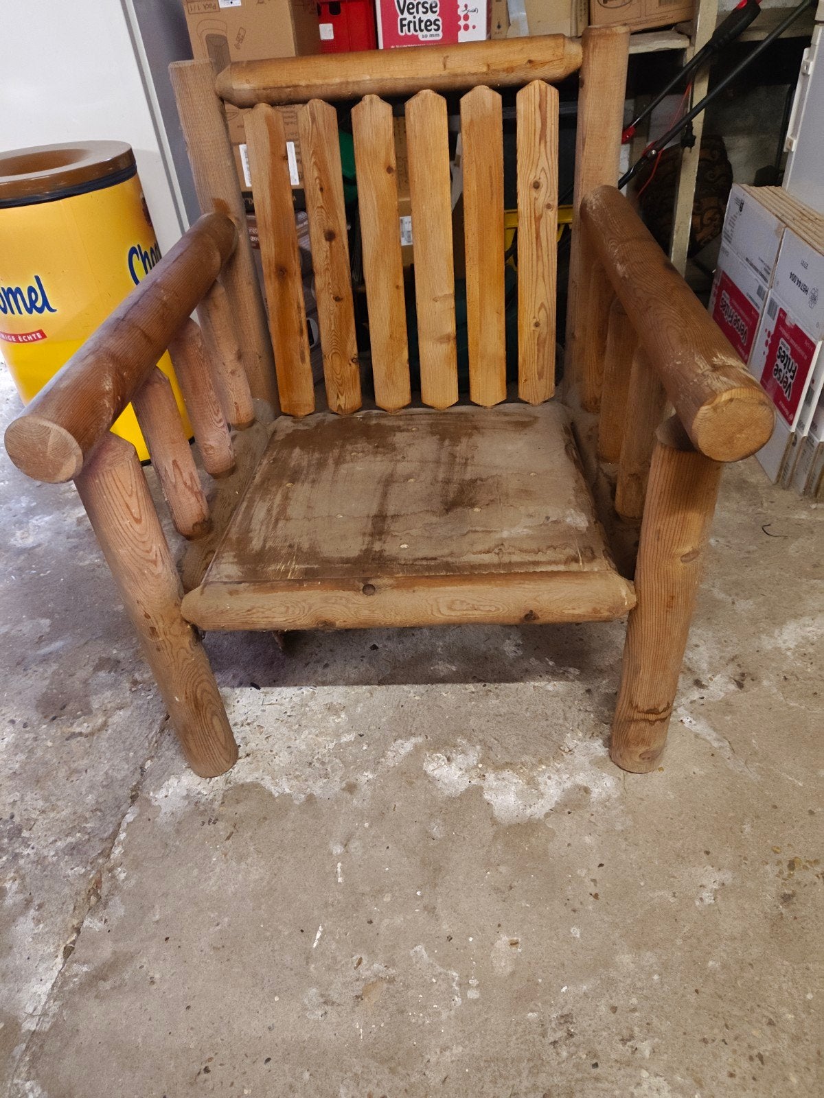 Houten tuinset met tafel en 4 stoelen, Tuin en Terras, Ophalen, Gebruikt, Hout