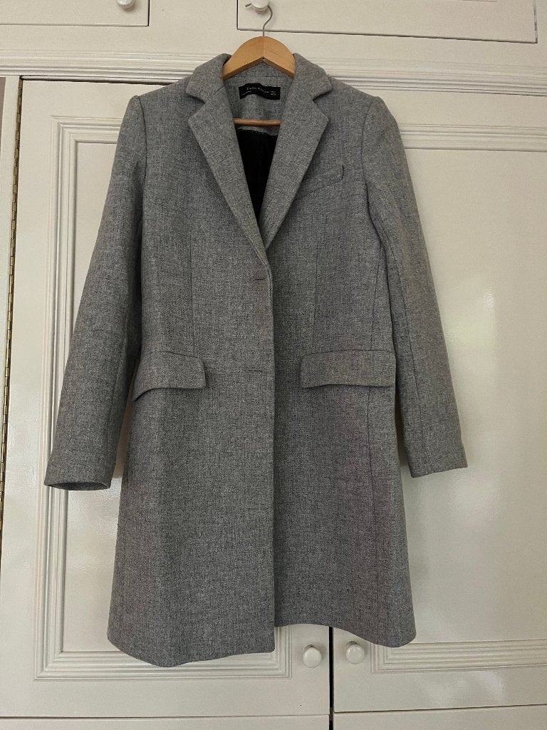 Zara licht grijze nette jas met wol maat M, Maat 38/40 (M), Ophalen of Verzenden, Zo goed als nieuw, Grijs