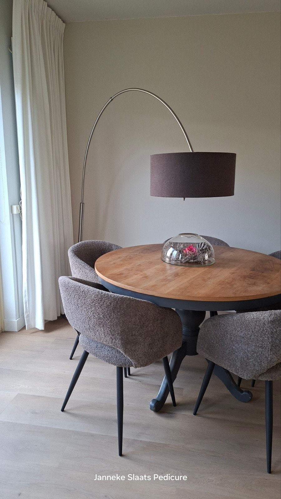 booglamp aluminium met taupe lampenkap, Ophalen, Metaal, Modern klassiek, 150 tot 200 cm