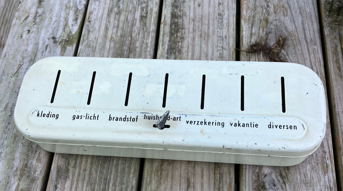 Orginele Brabantia huishoudspaarpot, Ophalen of Verzenden, Gebruikt, Metaal of Blik, Overige thema's