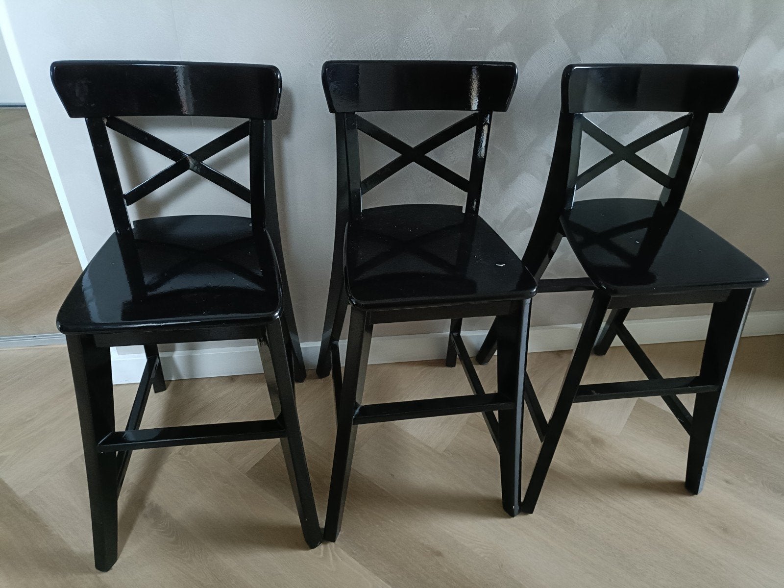 Set van 3 zwarte kinderstoelen - Zo goed als nieuw, Ophalen, Gebruikt, Drie, Zwart