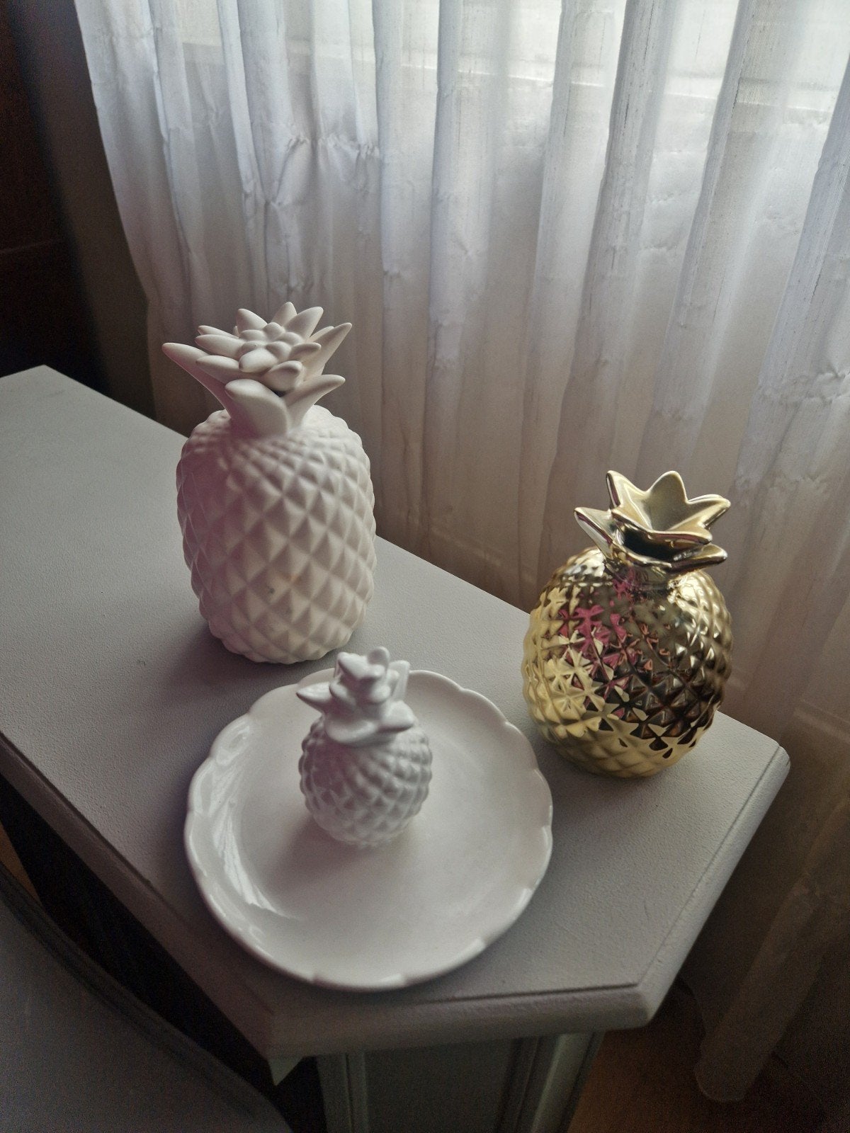 Decoratieve Ananassen - Set van 3, Ophalen, Zo goed als nieuw, Modern, Wit