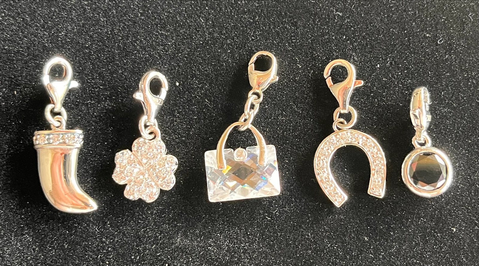 Zinzi Zilveren Charms met Strass - Diverse Bedels, Overige merken, Ophalen of Verzenden, Zo goed als nieuw, 4 bedels of meer