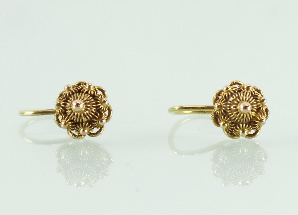 Gouden oorbellen Zeeuwse knoop antiek / vintage 7,3 mm, Ophalen of Verzenden, Goud, Oorbellen