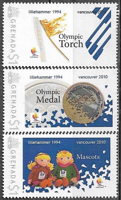 GRENADA serie Olympische Winterspelen Lillehammer 1994 -2010, Postzegels en Munten, Verzenden, Postfris, Noord-Amerika