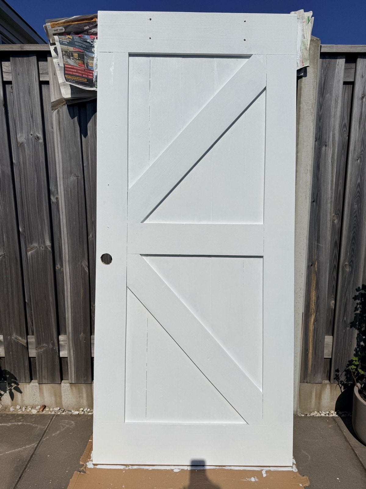 Witte schuurdeur / binnendeur met Z-balken, Ophalen, Gebruikt, 80 tot 100 cm, Binnendeur