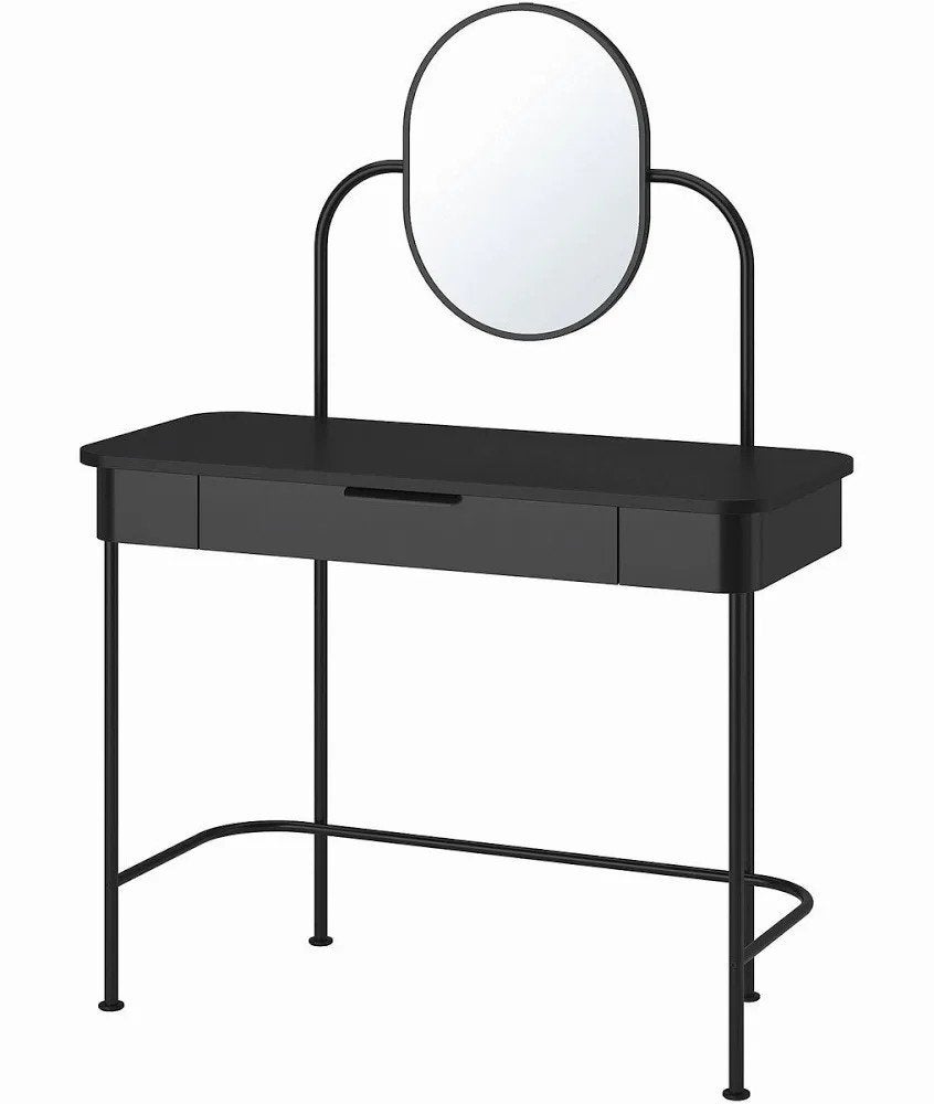 Zwarte kaptafel met spiegel en lade / IKEA GRÅFJÄLLET, Ophalen, Gebruikt, Metaal of Aluminium, 100 tot 150 cm