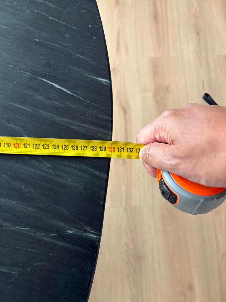 Ronde marmeren eettafel Ø130 cm – zwart – design X-poot, Huis en Inrichting, Tafels | Eettafels, Ophalen, 50 tot 100 cm, 100 tot 150 cm