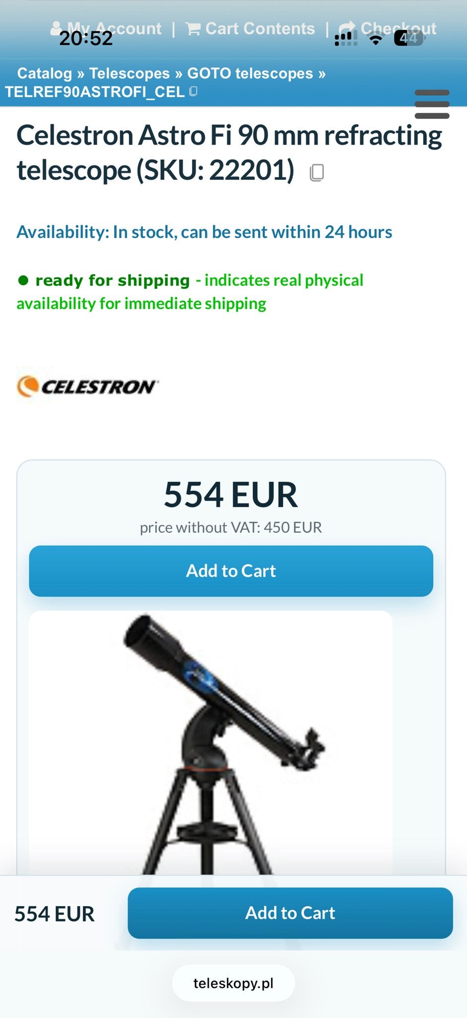 Celestron Astro Fi 90 mm refractor telescoop met statief, Lenzentelescoop (refractor), 80 tot 200 mm, Met statief, Ophalen of Verzenden