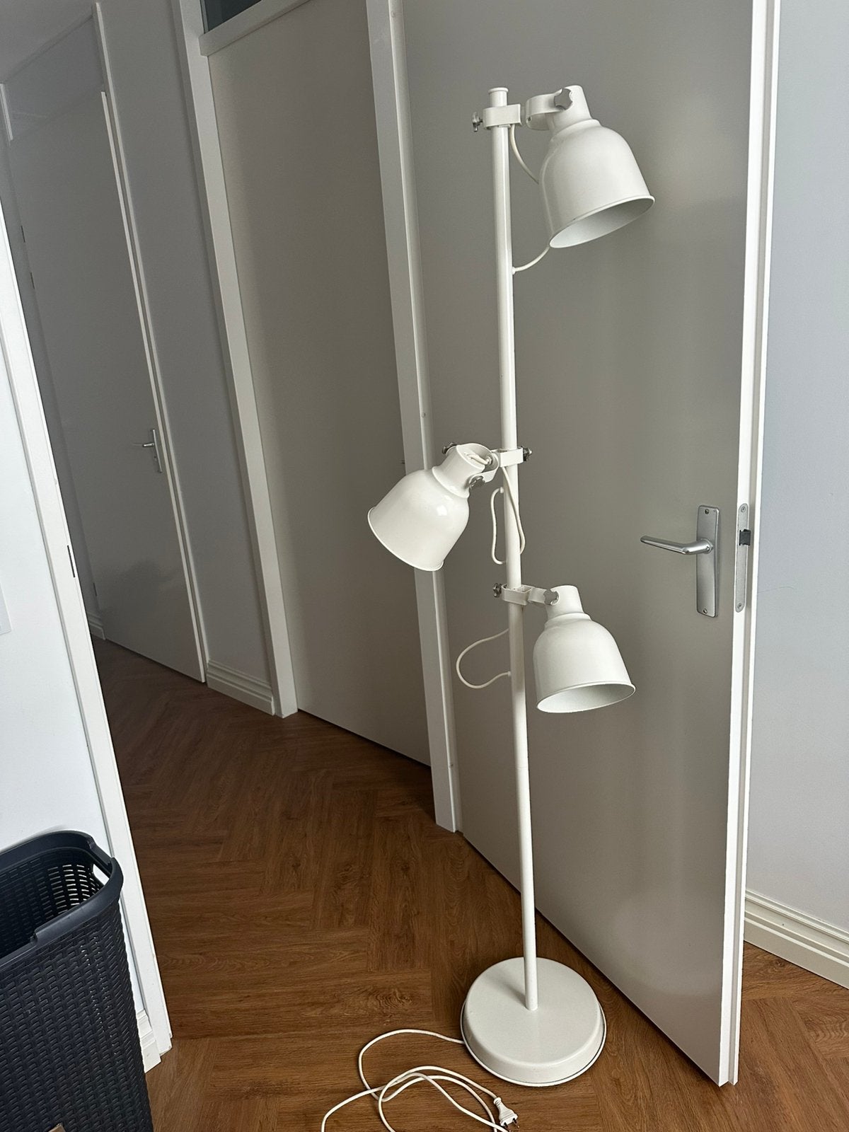 Ikea vloerlamp Hektar wit - staande lamp met 3 spots 176cm, Ophalen, E14 (klein), Zo goed als nieuw, Metaal