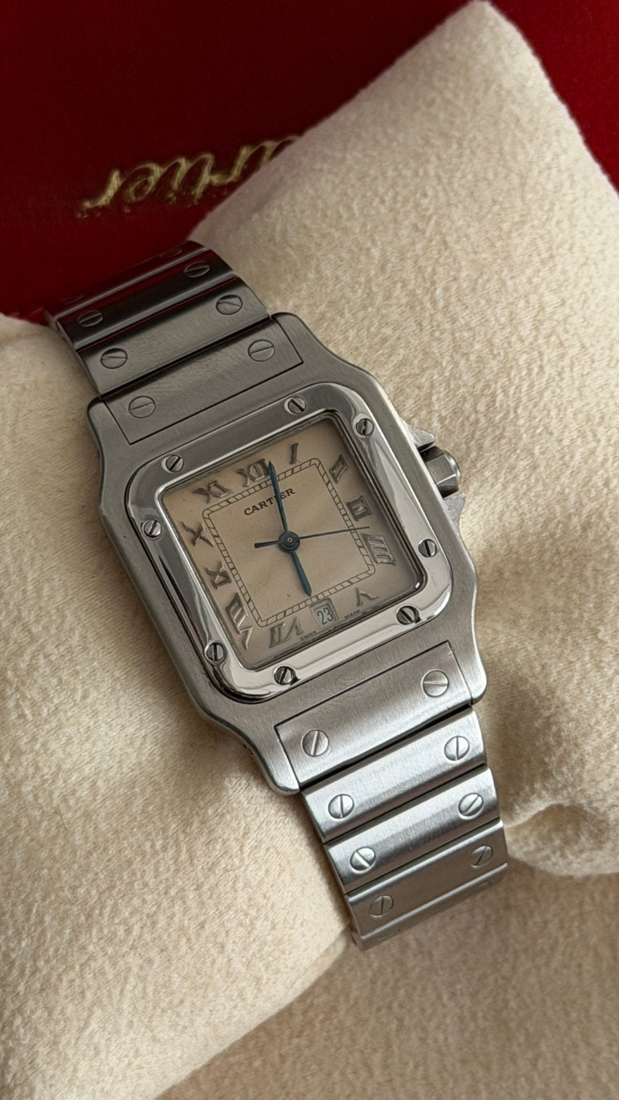 Cartier Santos Galbée quartz herenhorloge referentie 987901, Ophalen of Verzenden, Zo goed als nieuw, Staal, Overige merken