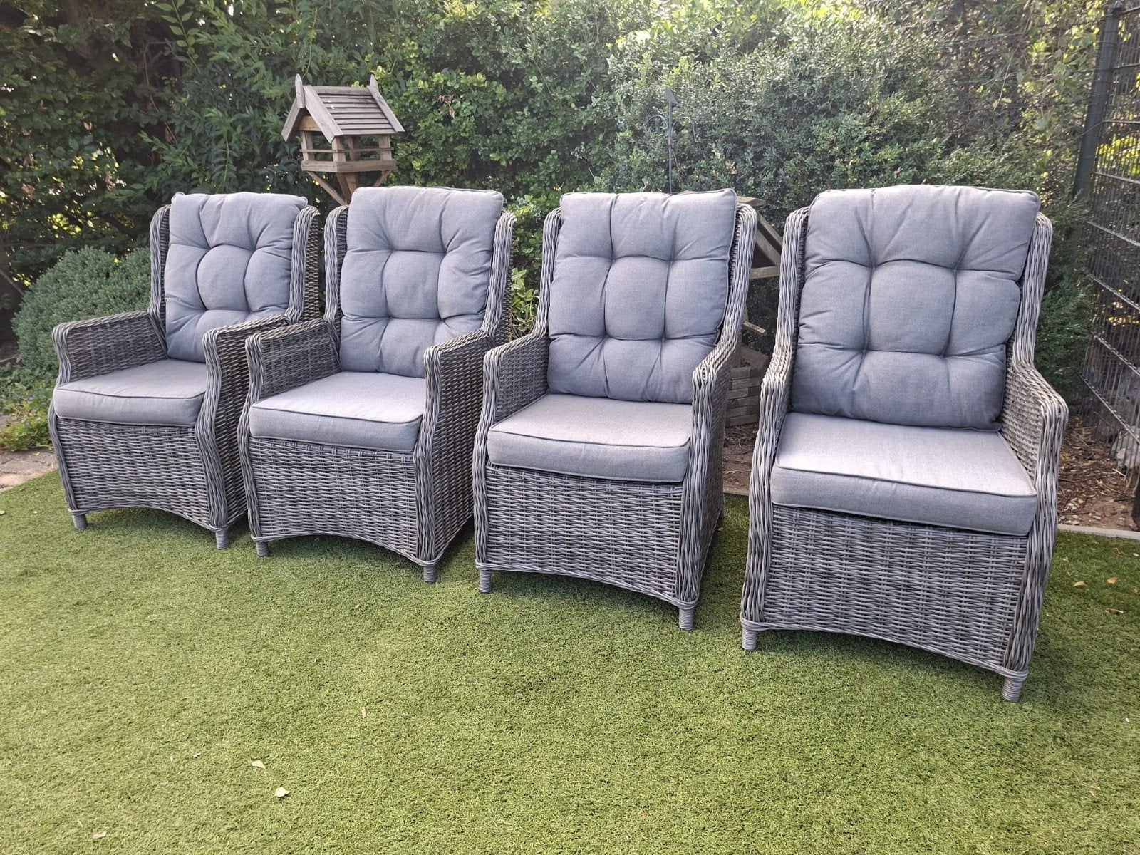4 luxe wicker tuinstoelen 2 verstelbaar, Tuin en Terras, Tuinstoelen, Ophalen, Zo goed als nieuw, Wicker, Verstelbaar